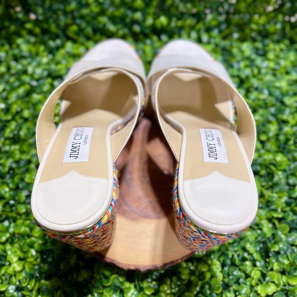 JIMMY CHOO Dovina 100 Latte Nappa Wedges 6.5 - Picture 4 of 13